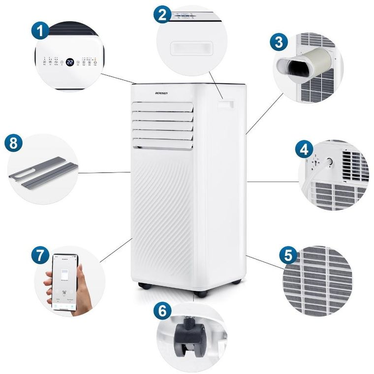 Berdsen, klimatyzator przenośny, 9000 BTU, BD-582