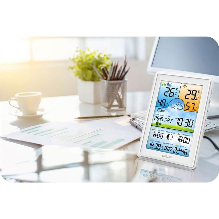 Berdsen, stacja pogodowa z wyświetlaczem, BD-906, biała