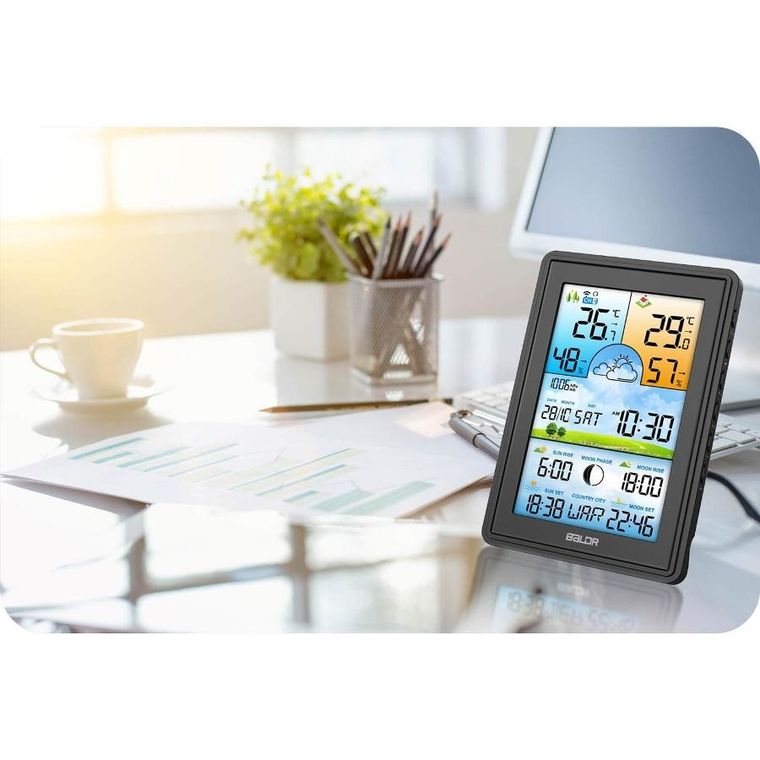 Berdsen, stacja pogodowa z wyświetlaczem, BD-906, czarna