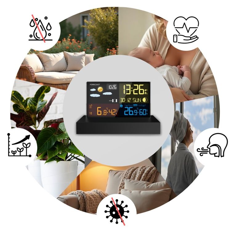 Berdsen, stacja pogodowa z wyświetlaczem BD-912, czarna