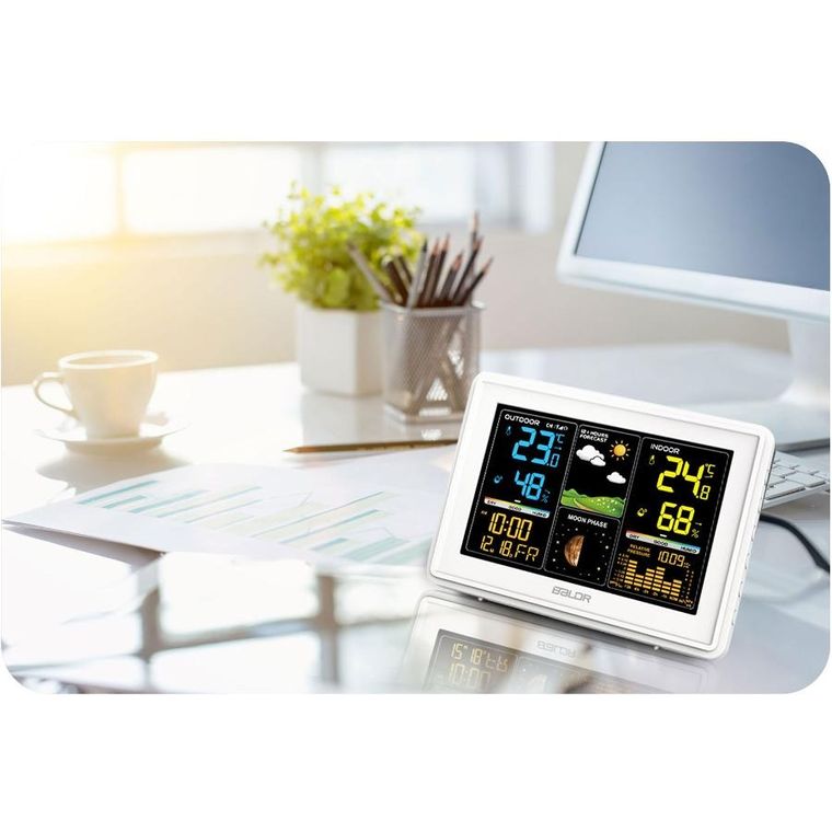 Berdsen, stacja pogodowa z wyświetlaczem, biała, BD-907