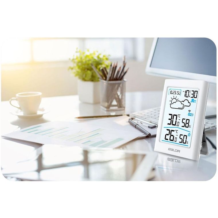 Berdsen, stacja pogodowa z wyświetlaczem, biała, BD-911