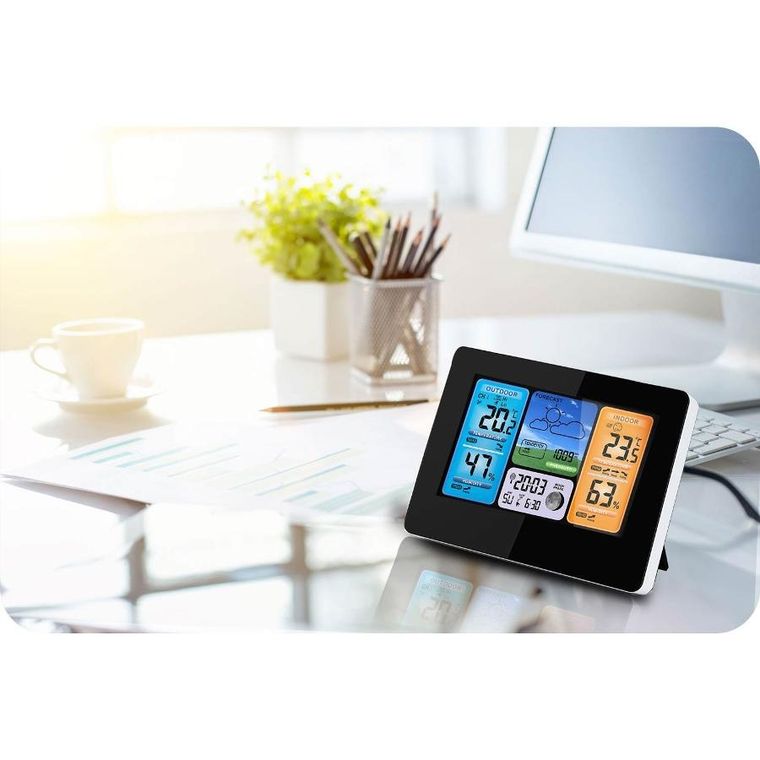 Berdsen, stacja pogodowa z wyświetlaczem, czarna