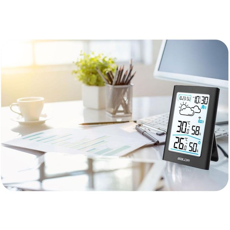 Berdsen, stacja pogodowa z wyświetlaczem, czarna, BD-911