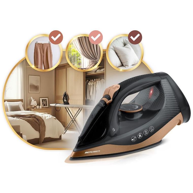 Berdsen, żelazko bezprzewodowe parowe, ceramiczna powłoka, 2600W, BD-333