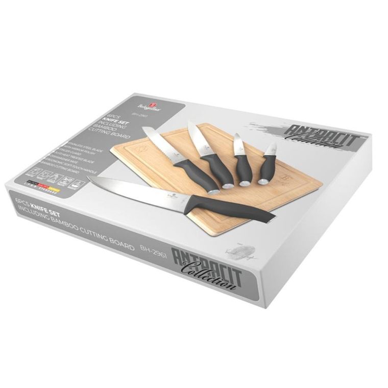 Berlinger Haus, Anthracite, zestaw noży kuchennych z deską, 5 szt.