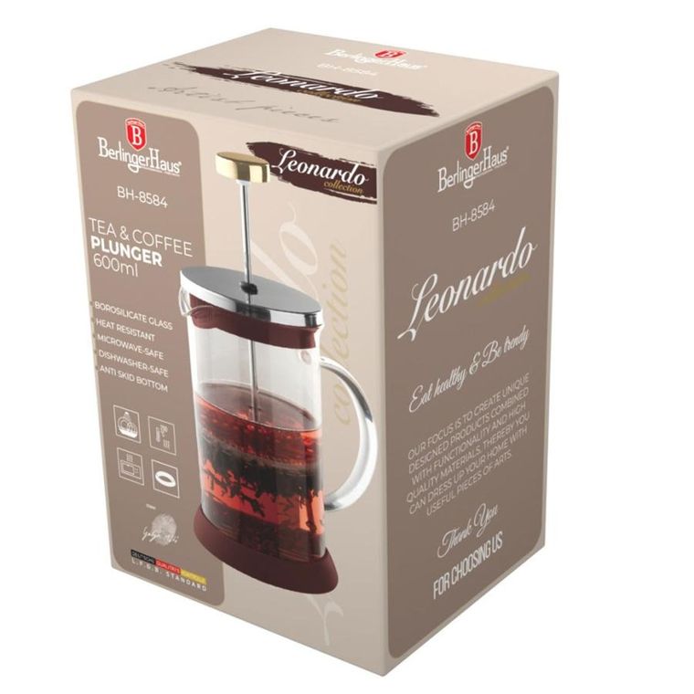 Berlinger Haus, Leonardo, zaparzacz tłokowy do kawy/herbaty, 600 ml