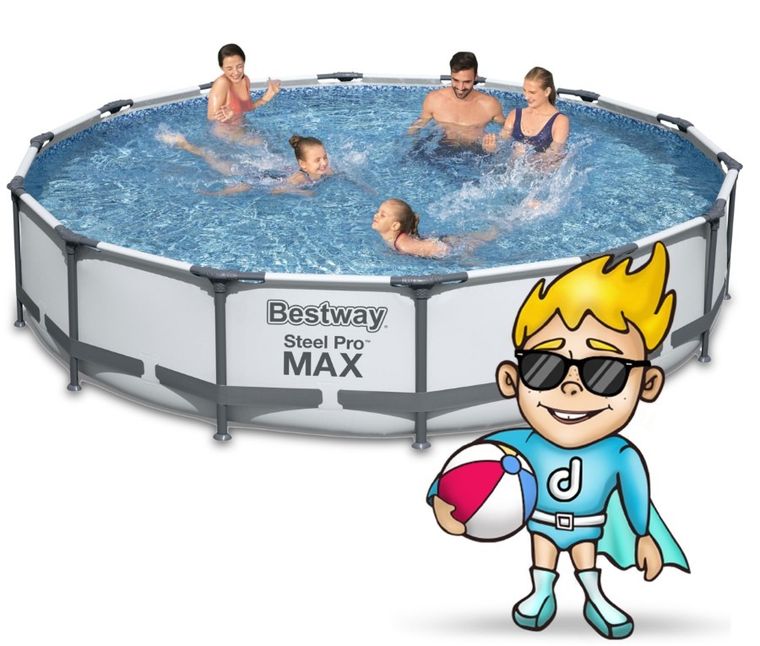 Bestway, basen stelażowy z pompą filtrującą i akcesoriami, okrągły, 107-457 cm, zestaw 18w1