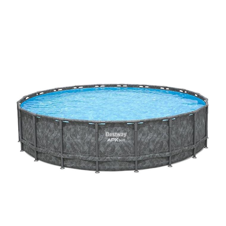 Bestway, basen stelażowy z pompą filtrującą i akcesoriami, szary,132-671 cm, zestaw 11w1