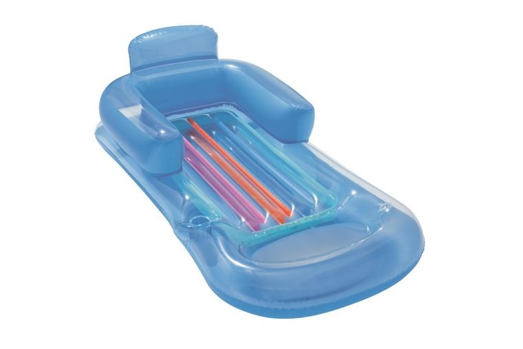 Bestway, dmuchany materac do pływania, z oparciem i podłokietnikami, srebrny, niebieski