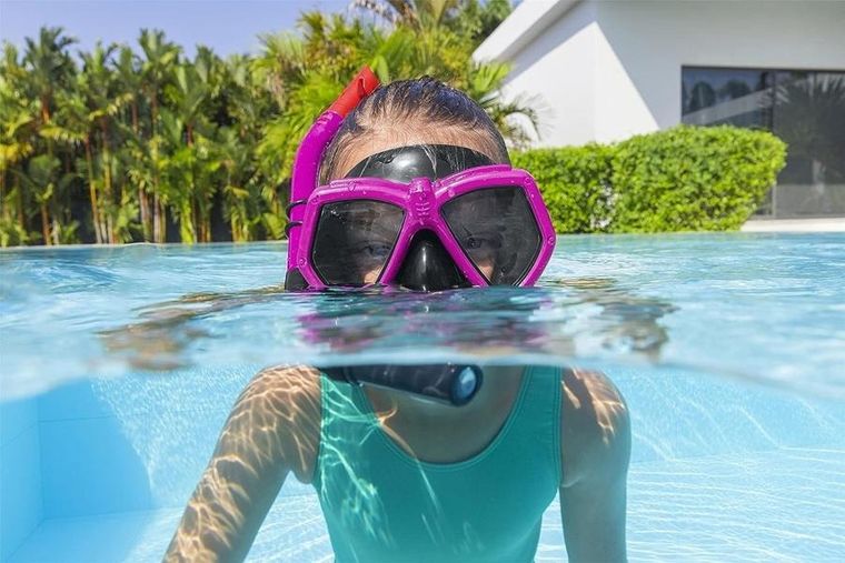 Bestway, zestaw do nurkowania, maska z rurką, różowy