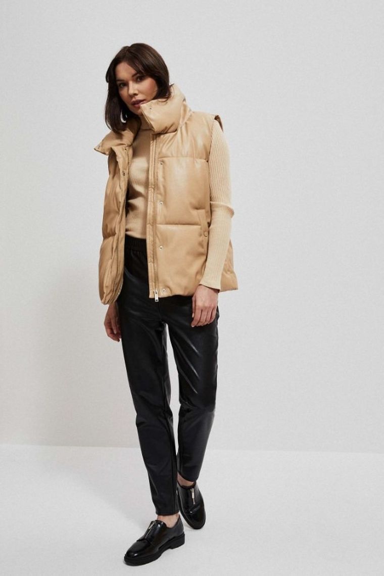 Bezrękawnik damski, beżowy, Moodo