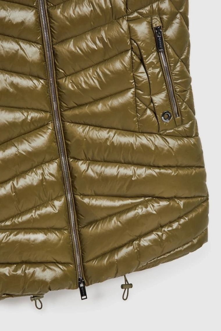 Bezrękawnik damski z kapturem, khaki, Moodo