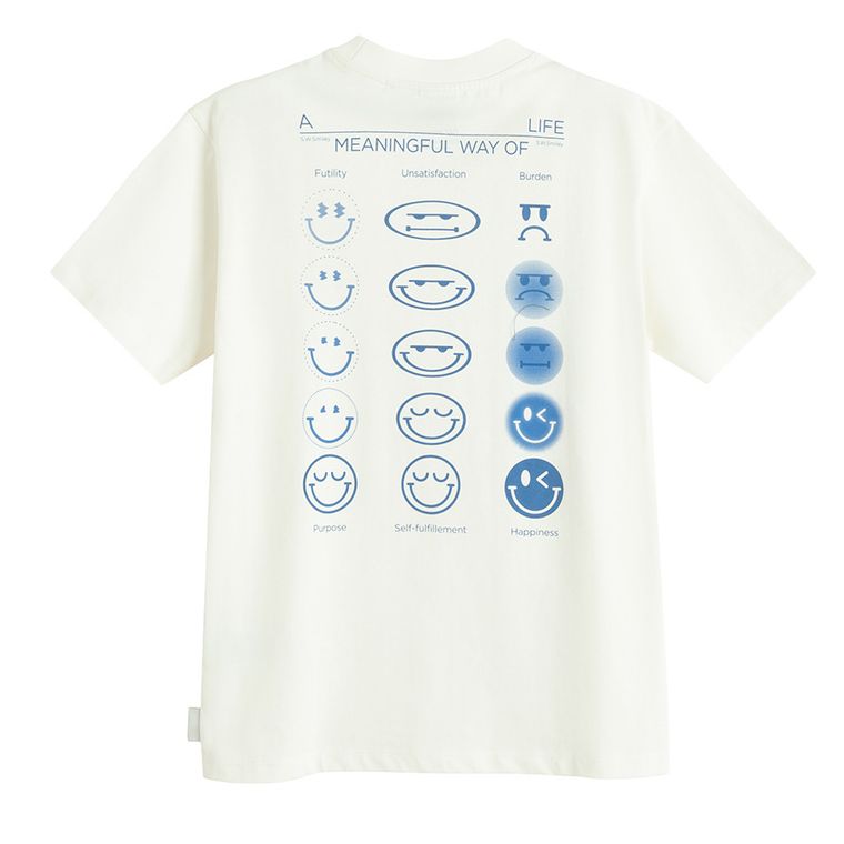Biały t-shirt o kroju relaxed S.W.Smiley NOWEAR
