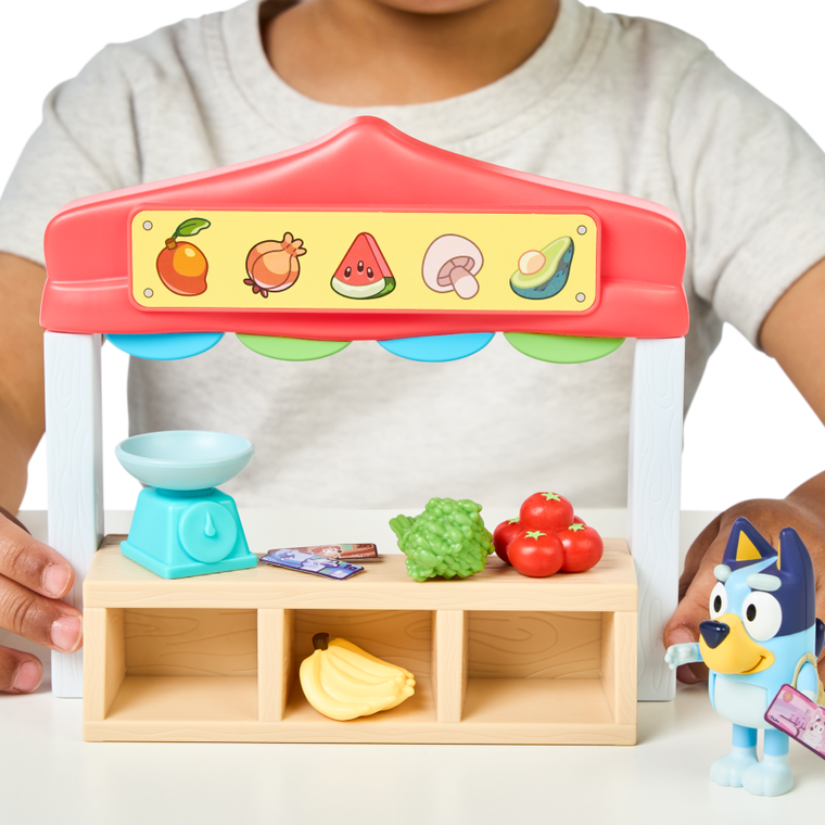 Bluey, sklep spożywczy, zestaw z figurką