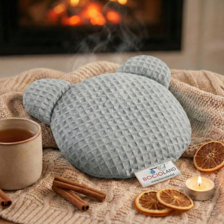 Bocioland, Miś, termofor z pestek wiśni z lawendą, wafel, szary