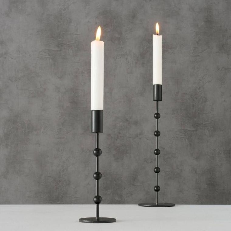 Boltze Home, metalowy świecznik Kimberly, 2 szt., kolor czarny