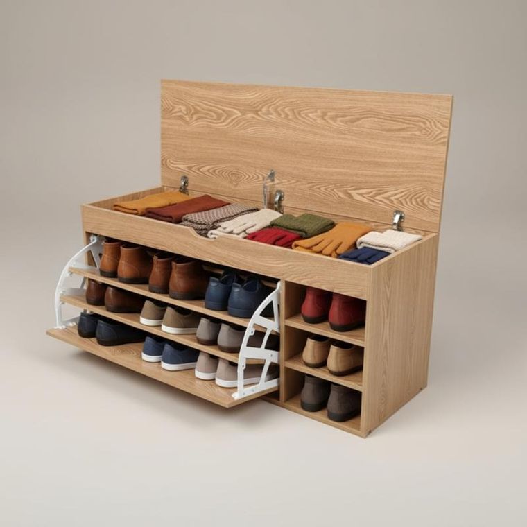 Boximo, Gradia, szafka na buty z siedziskiem i wysuwanymi półkami, 100-34-50 cm