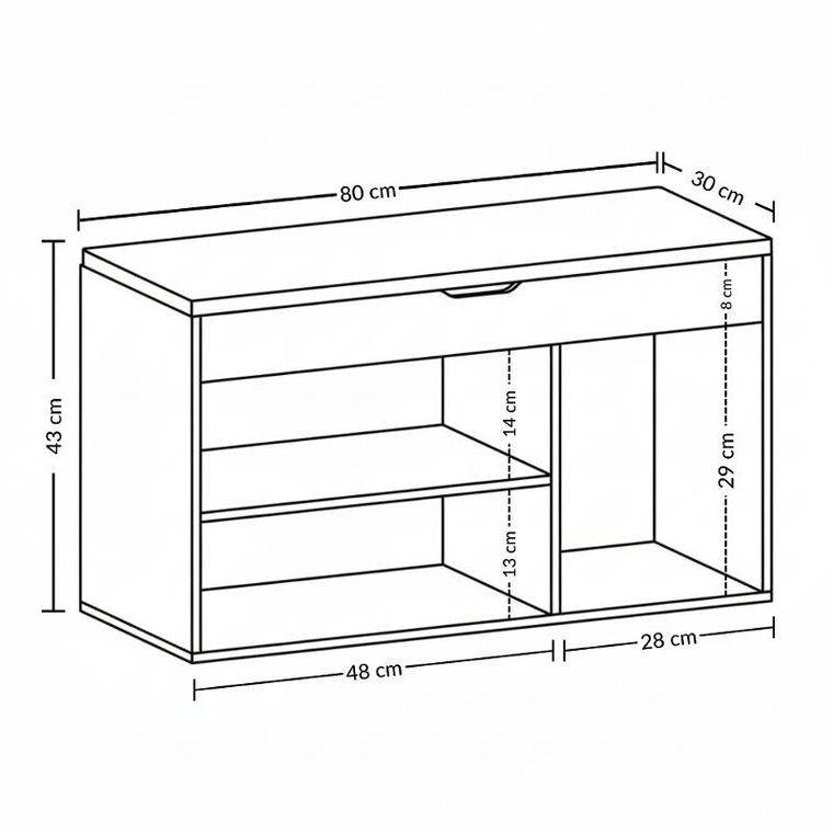 Boximo, Tria, szafka na buty z siedziskiem, 80-43-30 cm