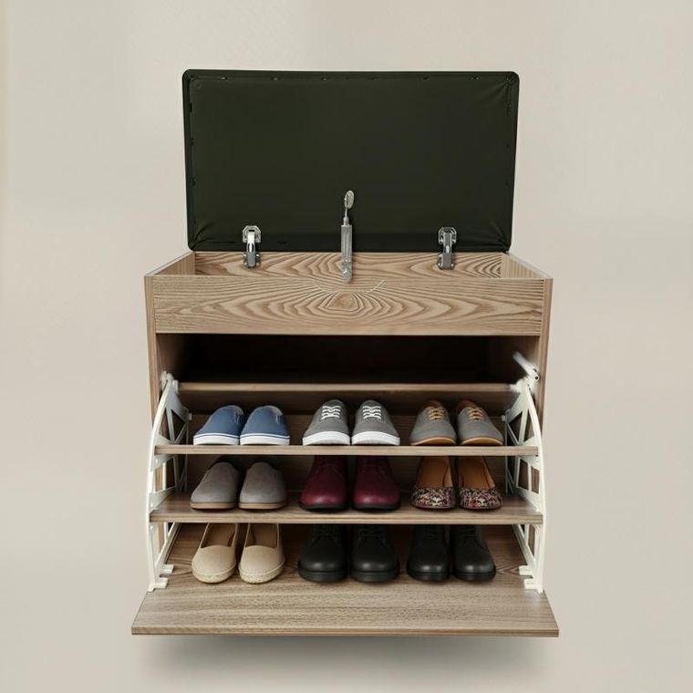 Boximo, Vault, szafka na buty z siedziskiem i wysuwanymi półkami, 57-30-53 cm