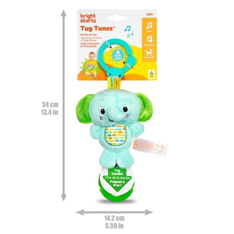 Bright Starts, Tug Tunes, pluszowa zawieszka z interaktywna, słoń