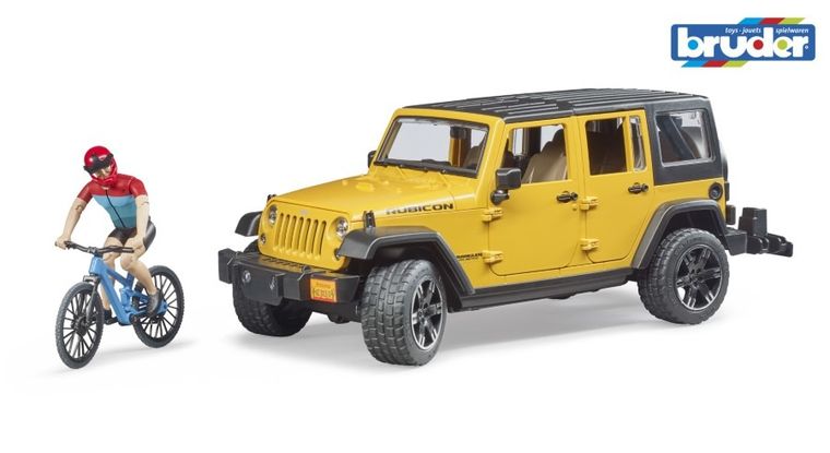 Bruder, Jeep Wrangler Rubicon, samochód z rowerem i figurką