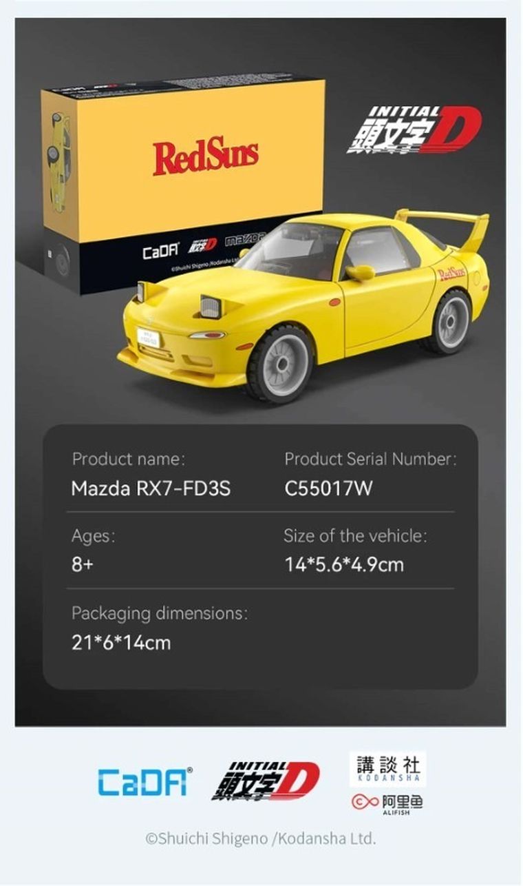 Cada, Mazda RX-7 FD3S Initial D, klocki konstrukcyjne, pojazd, 66 elementów, 1:35