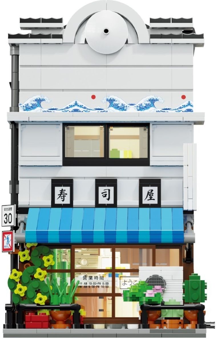 Cada, Sklep z Sushi, budynek w japońskim stylu, LED, klocki konstrukcyjne, 1665 elementów