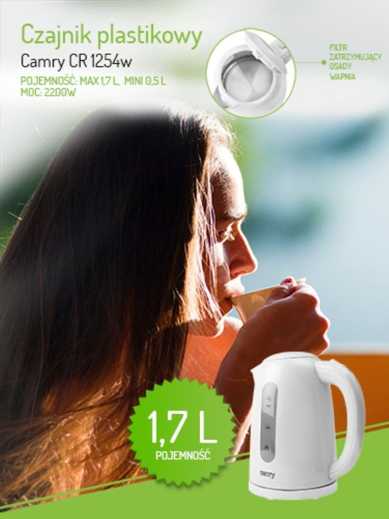 Camry, czajnik plastikowy, 1.7 l