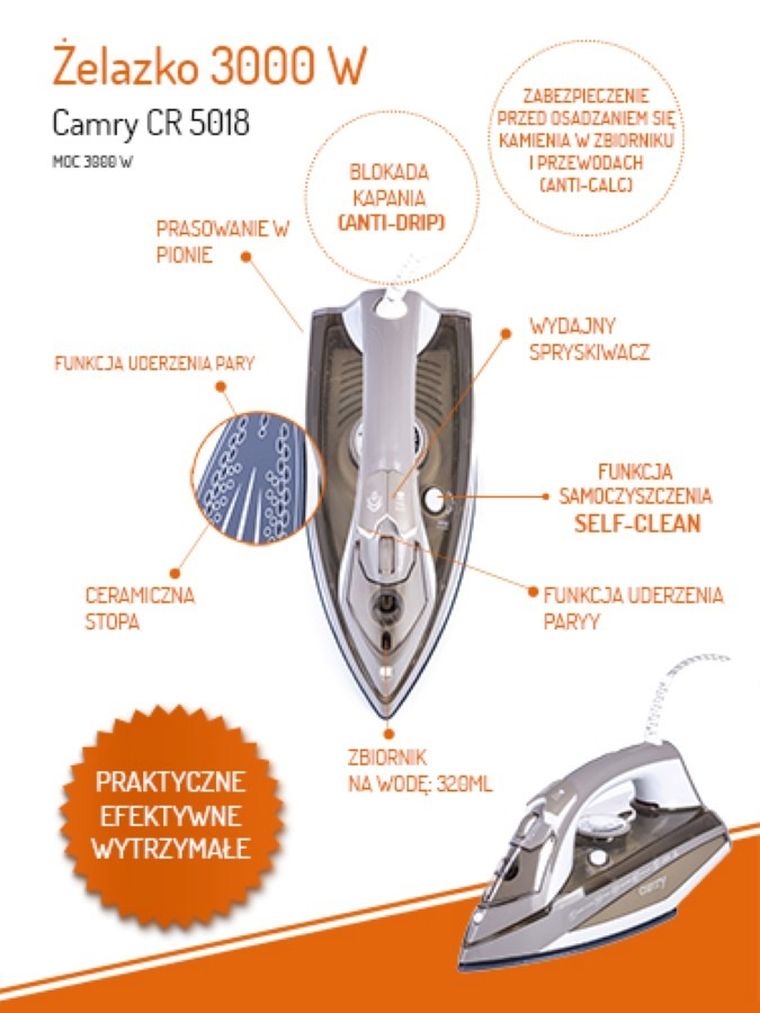 Camry, żelazko, 3000W, CR 5018