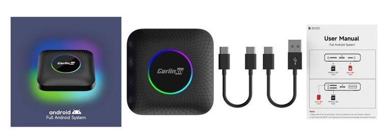 Carlinkit, adapter, Ambient 8GB+128GB, Android 13- 8G/128G, Carplay I Android Auto, czarny