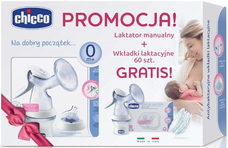 Chicco, laktator manualny NF + wkładki laktacyjne, 60 szt.