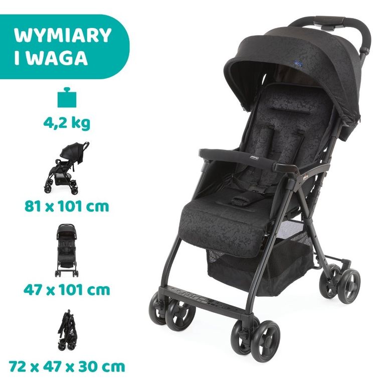 Chicco, Ohlalà 3, wózek spacerowy, Jet Black