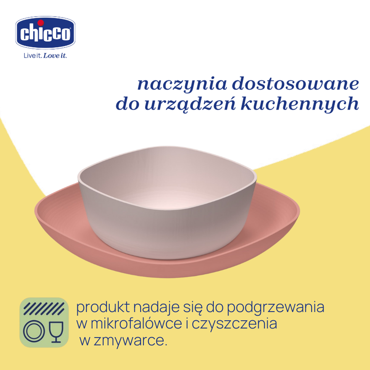 Chicco, zestaw 2 talerzy, brzoskwiniowy, 12m+