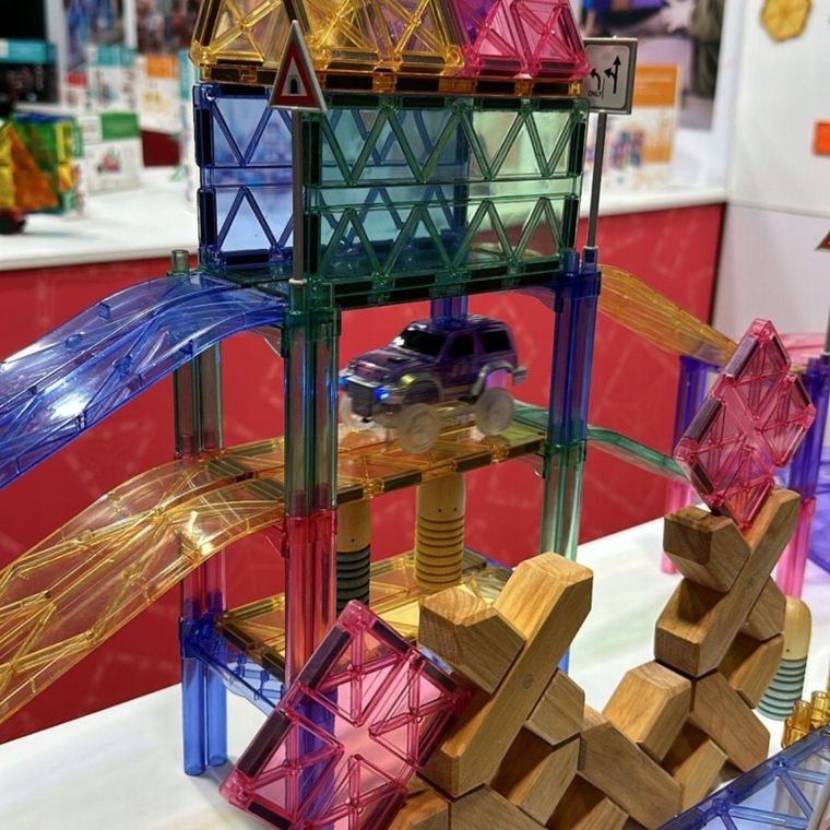 Cleverclixx, Large Race Track Pastel, klocki magnetyczne, 80 elementów