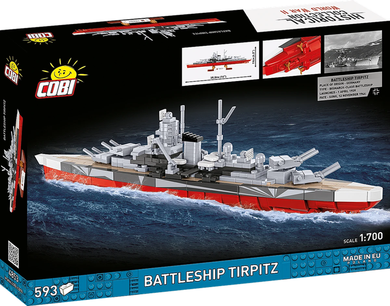 Cobi, Historical Collection, WWII, Battleship Tirpitz, klocki, 1:700, 593 elementy