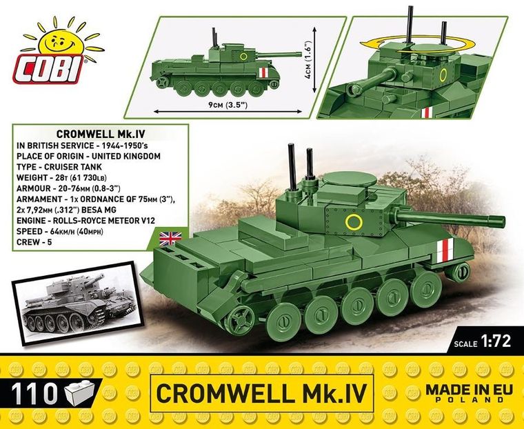 Cobi, Historical Collection WWII, Cromwell Mk.IV, klocki, 1:72, 110 elementów
