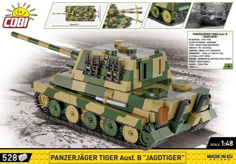 Cobi, Historical Collection WWII, Panzerjager Tiger Ausf.B, klocki, 528 elementów