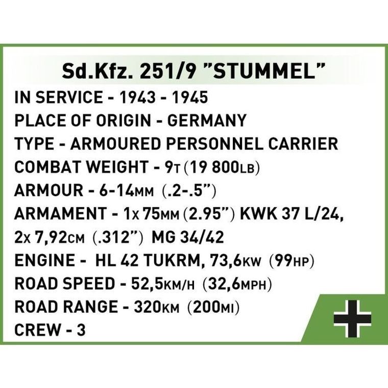 Cobi, Historical Collection WWII, Sd.Kfz. 251/9 Stummel, 1:35, klocki, 486 elementów