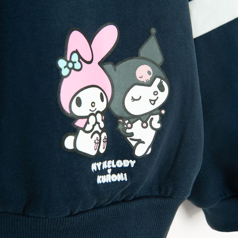 Cool Club, Bluza dziewczęca z kapturem, ocieplana, granatowa, Hello Kitty and Friends