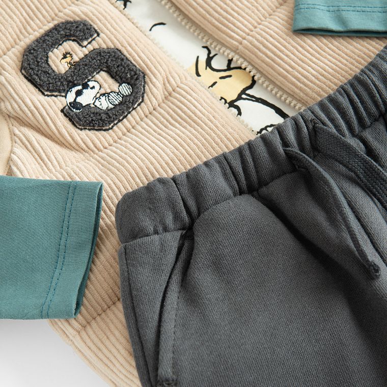 Cool Club, Komplet chłopięcy, Bezrękawnik, Bluzka z długim rękawem, Spodnie dresowe, mix, Snoopy