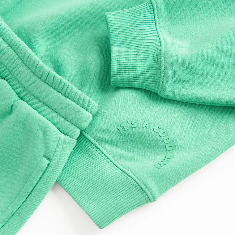 Cool Club, Komplet chłopięcy, Bluza ocieplana, Szorty, zielony