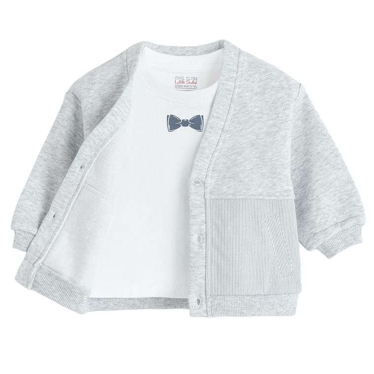 Cool Club, Komplet chłopięcy, Bluza, rozpinana, T-shirt, Spodnie dresowe, mix