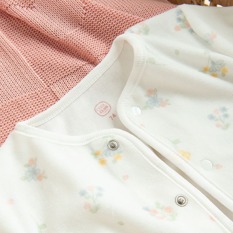 Cool Club, Komplet dziewczęcy, Body z długim rękawem, Półśpiochy, Kaftanik, biały