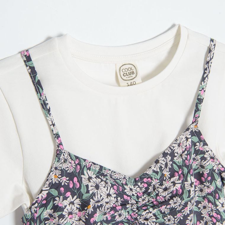 Cool Club, Komplet dziewczęcy, T-shirt, Sukienka na ramiączka, mix