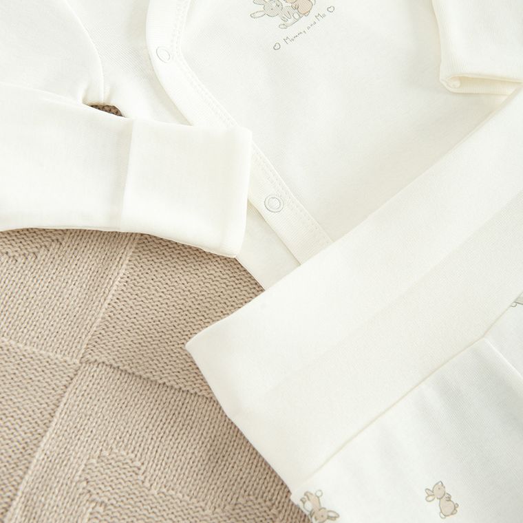 Cool Club, Komplet niemowlęcy, Body z długim rękawem, Pajac, Półśpiochy, Czapka, biały