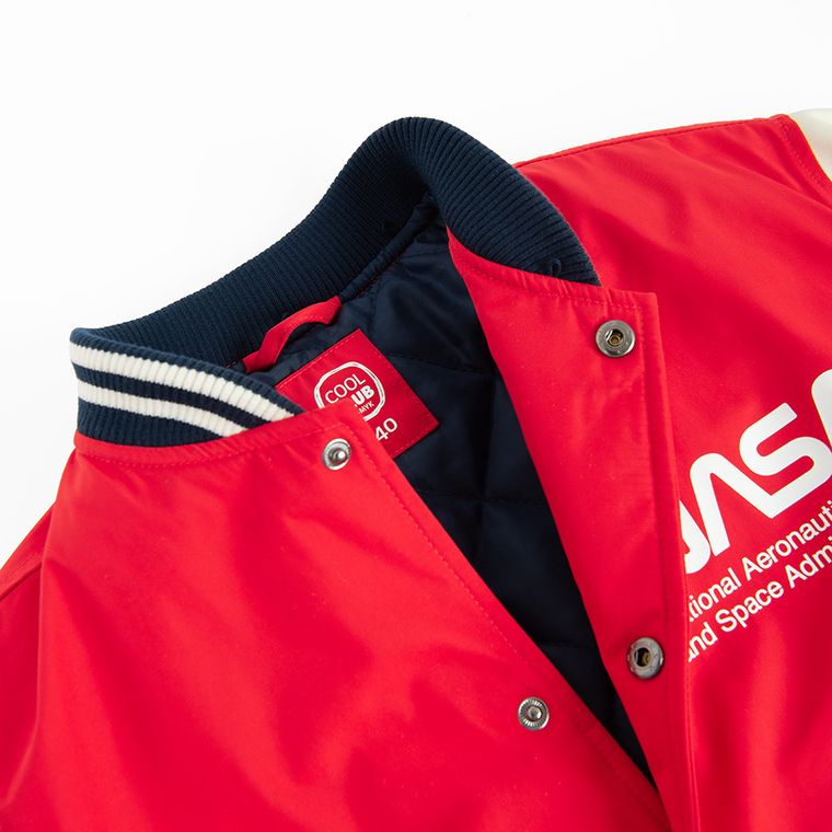Cool Club, Kurtka bejsbolówka chłopięca z kapturem, oversize, czerwona, NASA