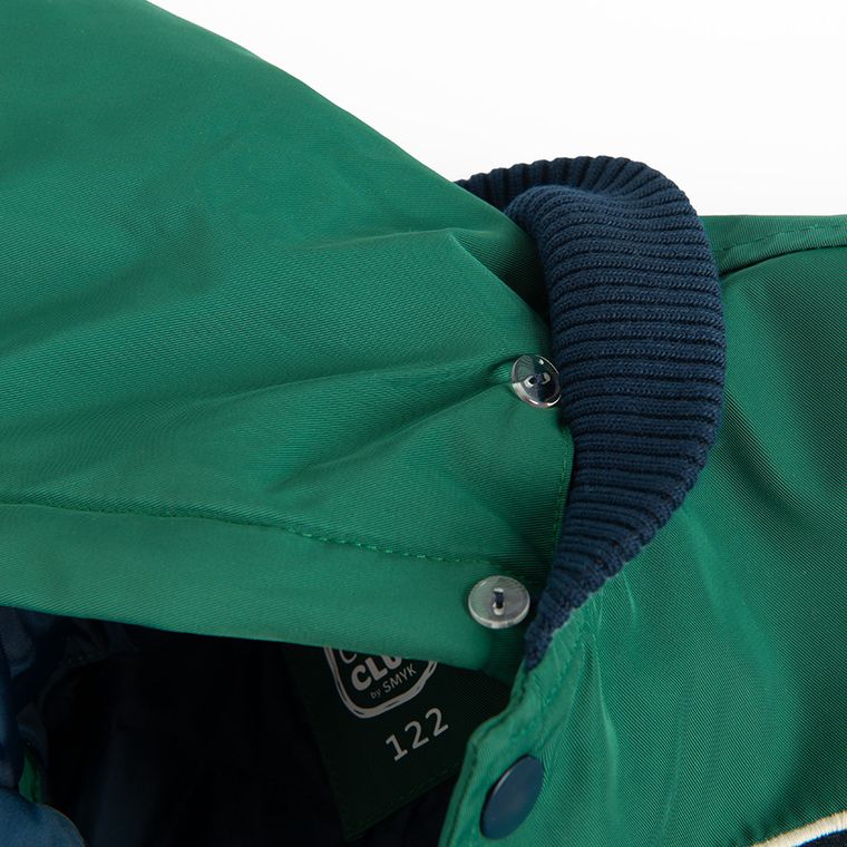 Cool Club, Kurtka bejsbolówka chłopięca z kapturem, oversize, zielona