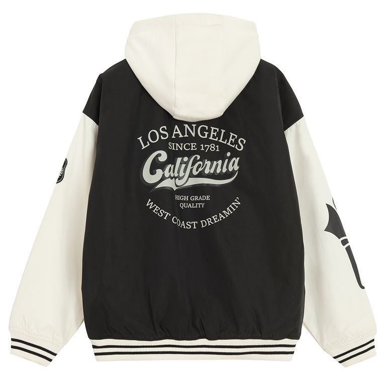 Cool Club, Kurtka bejsbolówka dziewczęca z kapturem, oversize, czarna