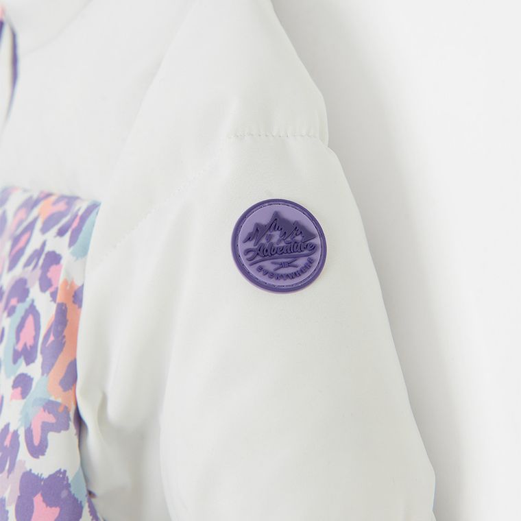 Cool Club, Kurtka narciarska dziewczęca z kapturem, ocieplana, biało-fioletowa